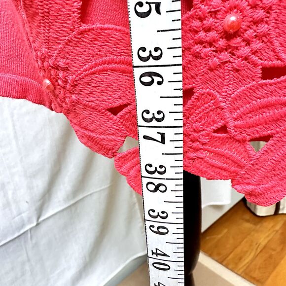 Leo Guy Floral Embroidered Knitted Hot Pink Barbie Core Sleeveless Dress SZ S/M - Picture 8 of 16